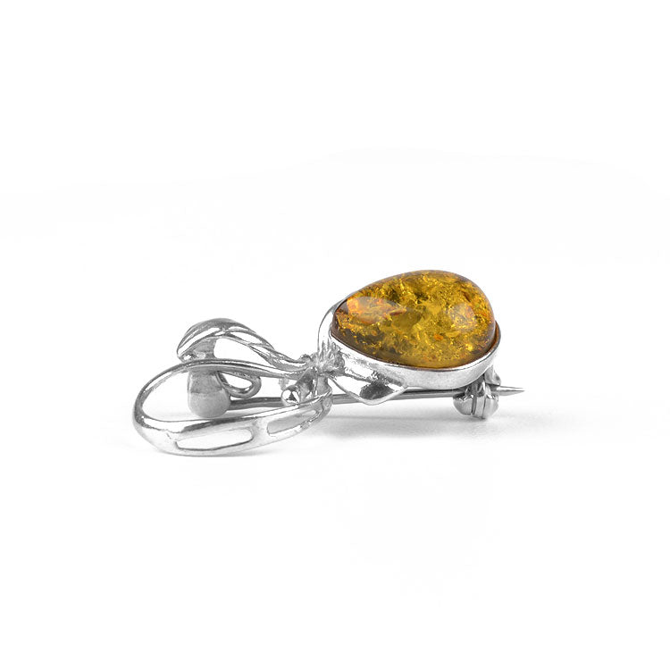 Glittering Green Amber Stone Pin