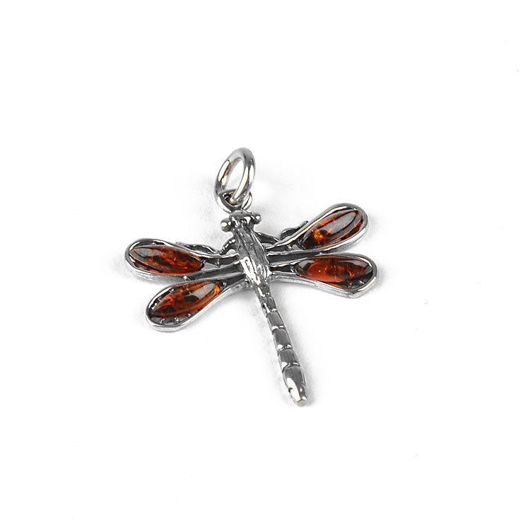 Dragonfly Pendant with Amber Wings