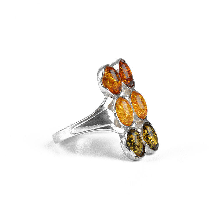 Six Amber Stones Ring