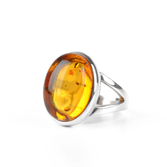 Honey Amber Classic Oval Ring