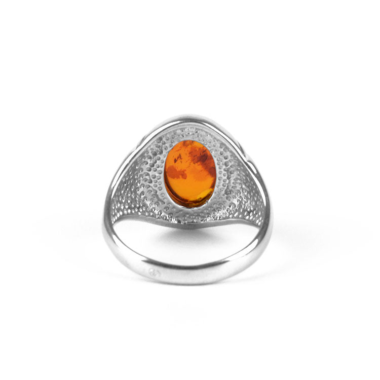Classic Amber Oval in Silver Ring