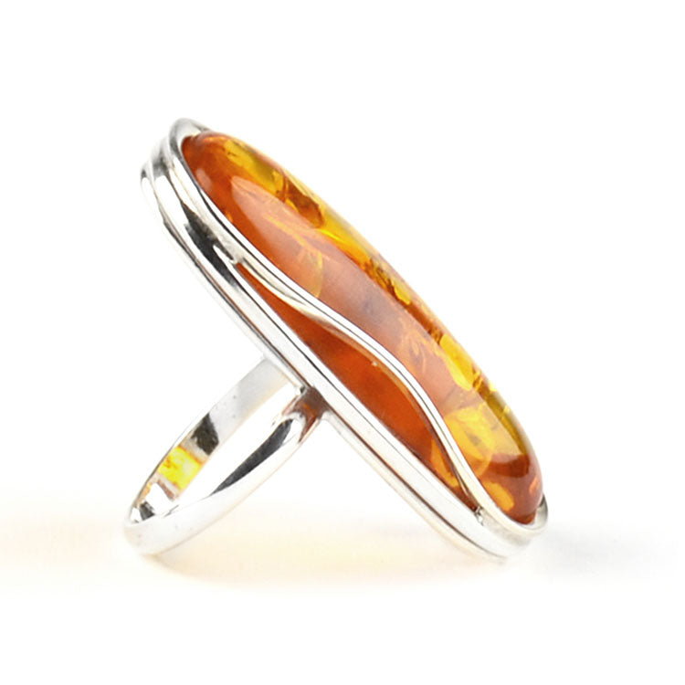 Oval Shape Honey Amber Ring