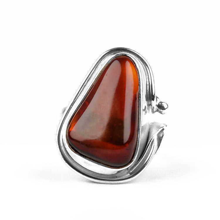 Cherry Amber & Sterling Silver Ring