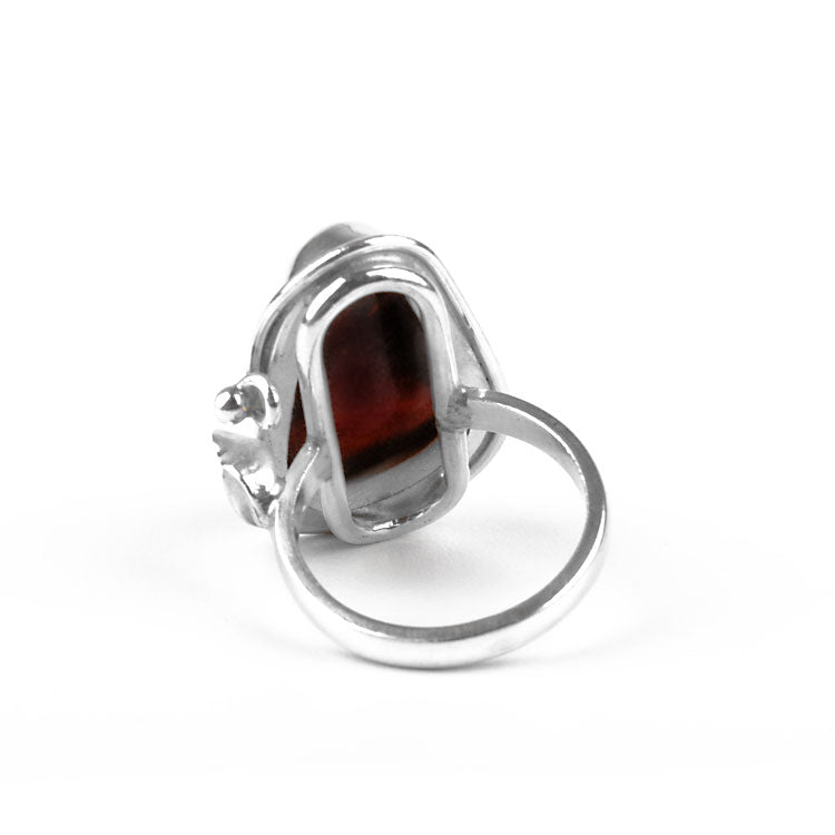 Cherry Amber & Sterling Silver Ring