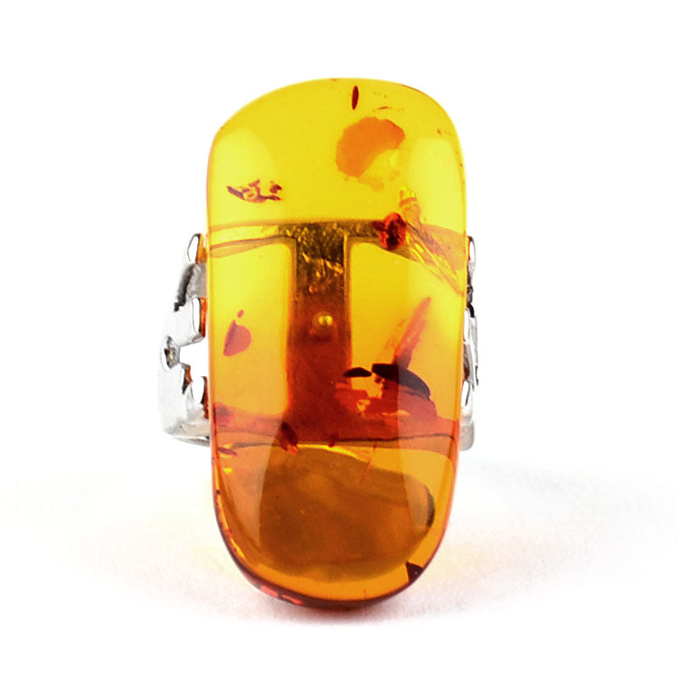 Unique Honey Amber - Silver Ring