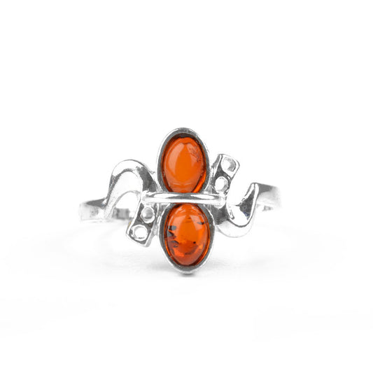 Two Stones in Unique Silver Design Ring