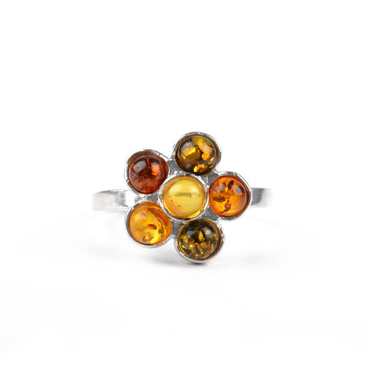 Cute Little Amber Flower Ring