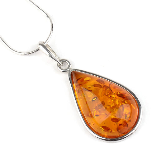 Genuine Amber Teardrop Classic Pendant