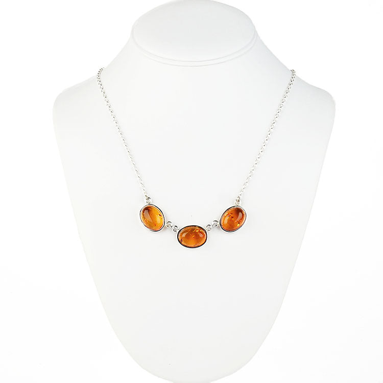 Classic Honey Amber Silver Necklace