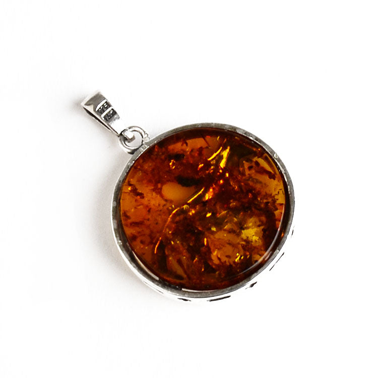 Silver Horse Honey Amber Pendant