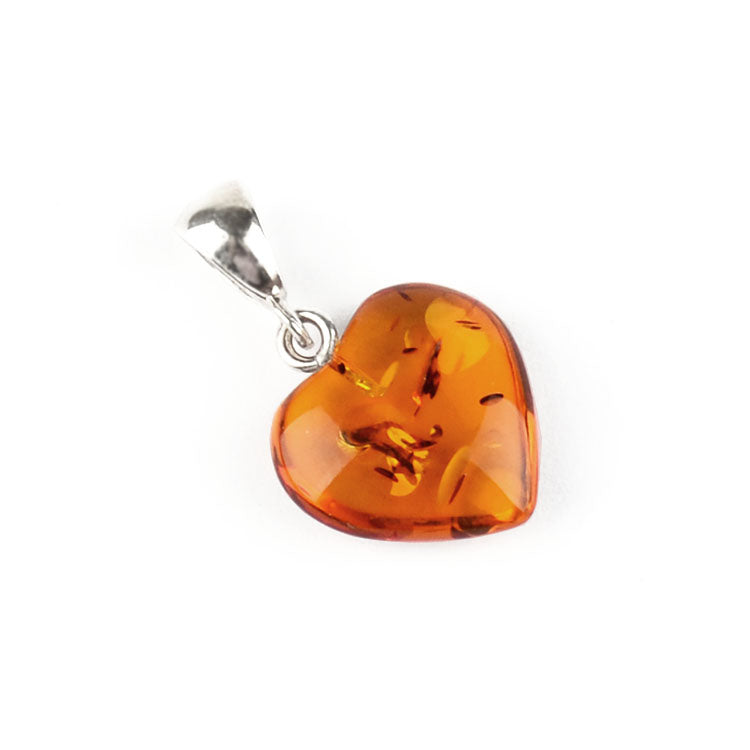 Small Heart-Shaped Honey Amber Pendant