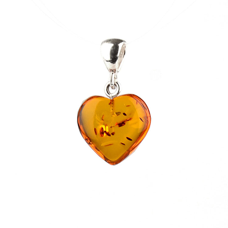 Small Heart-Shaped Honey Amber Pendant
