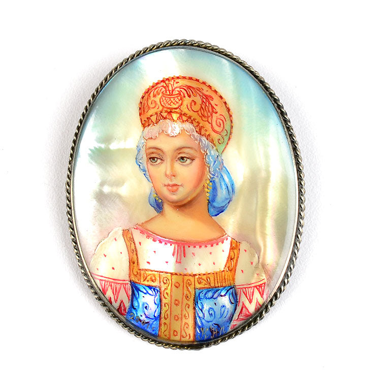 Mother of Pearl Portrait Brooch