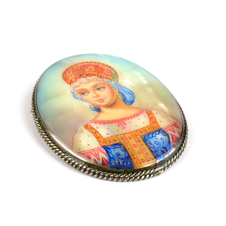 Mother of Pearl Portrait Brooch