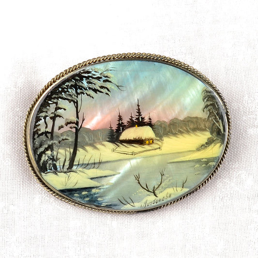 Russian Winter Scene Brooch