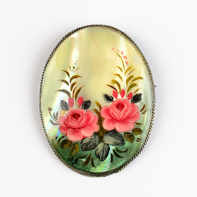 Roses Bouquet Mother of Pearl Brooch