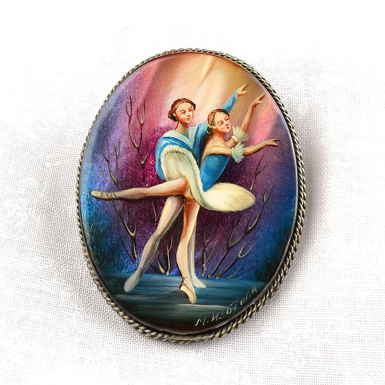 Russian Ballet Handpainted Brooch