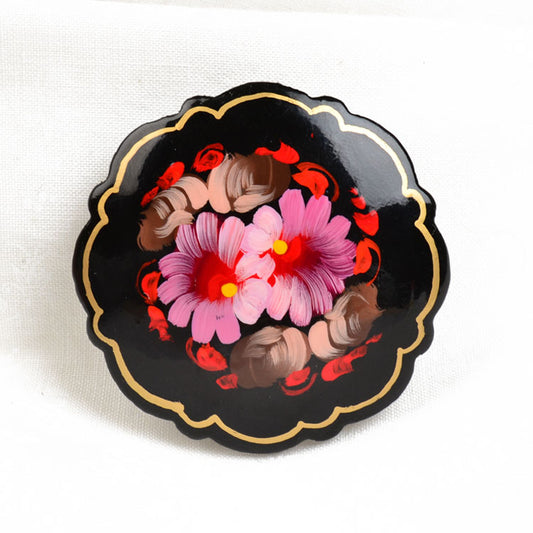 Russian Pink Floral Brooch