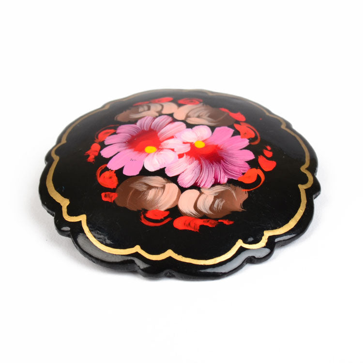 Russian Pink Floral Brooch