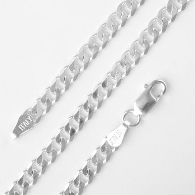 4mm Sparkly Sterling Silver Curb Chain Necklace