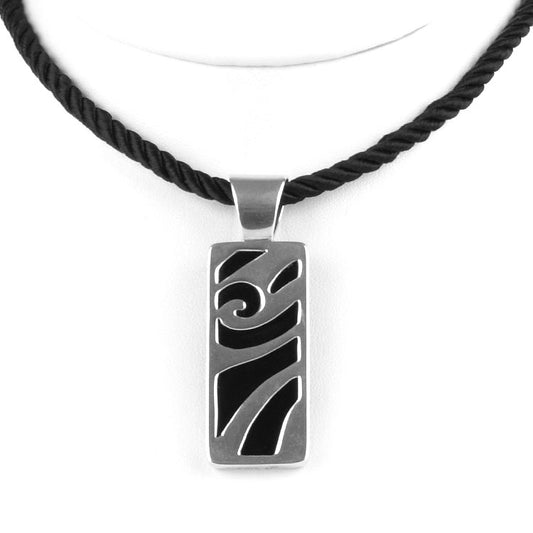 Black Onyx with Silver Scrolls Necklace