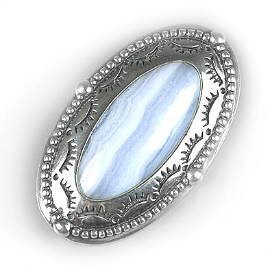 Blue Lace Agate Pin or Pendant