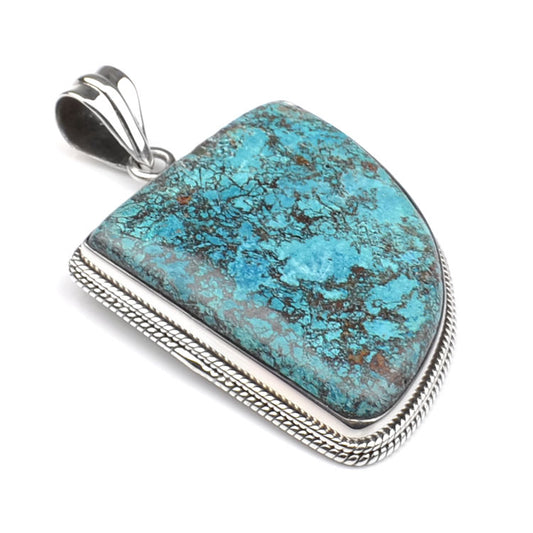 Modern Chrysocolla & Silver Pendant