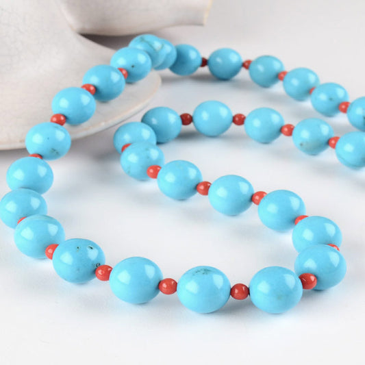 Turquoise & Coral Beads Necklace