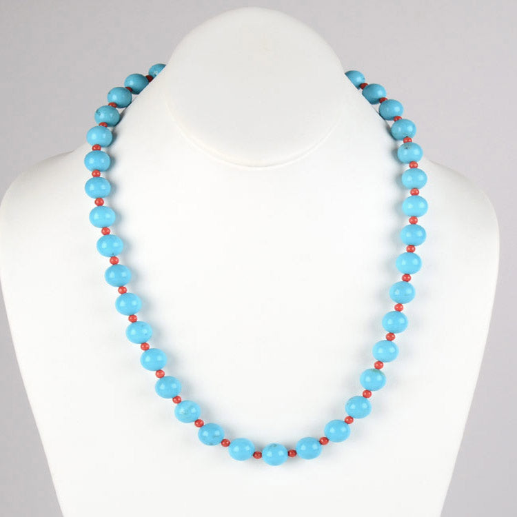 Turquoise & Coral Beads Necklace