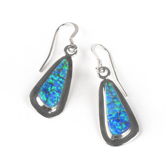 Elegant Blue Opal & Silver Earrings