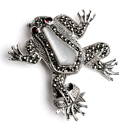 Marcasite Silver Prince Frog Pin