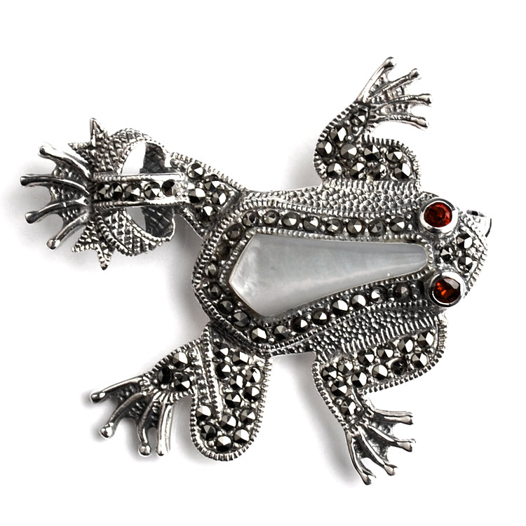 Marcasite Silver Prince Frog Pin