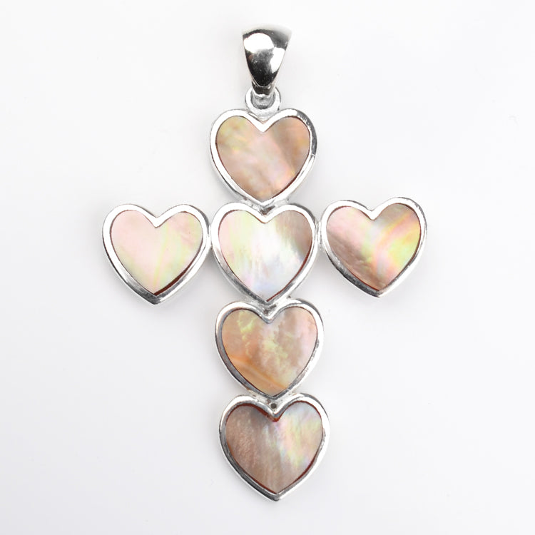 Mother of Pearl Cross of Hearts
