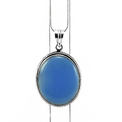 Blue chalcedony necklace long, statement bead lariat necklace - Ruby Lane