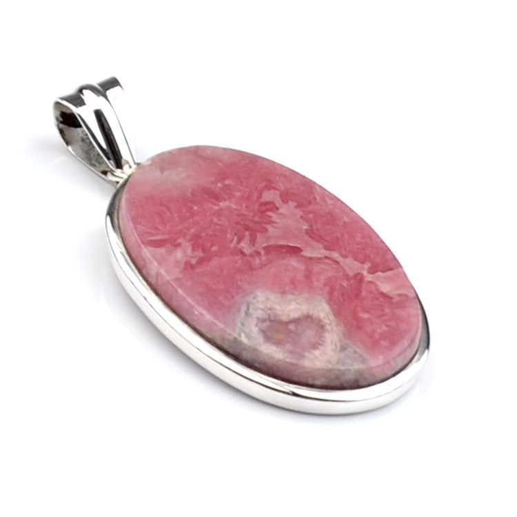 Rhodochrosite Gem in Silver Pendant