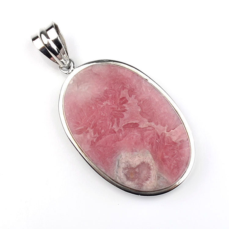 Rhodochrosite Gem in Silver Pendant