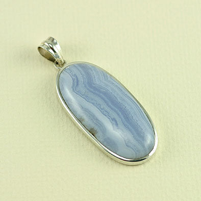 Elongated Blue Lace Agate Pendant