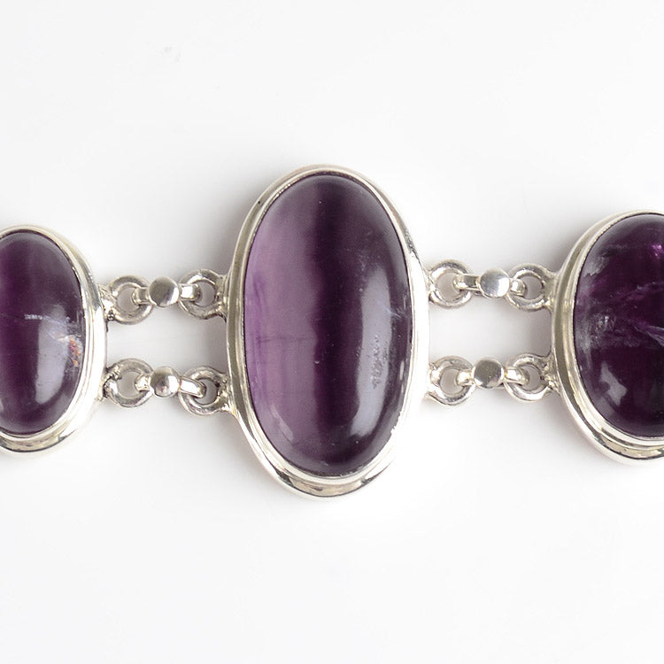 Purple Fluorite with Silver Bracelet