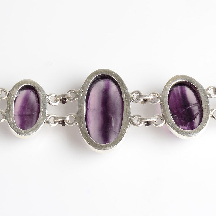 Purple Fluorite with Silver Bracelet