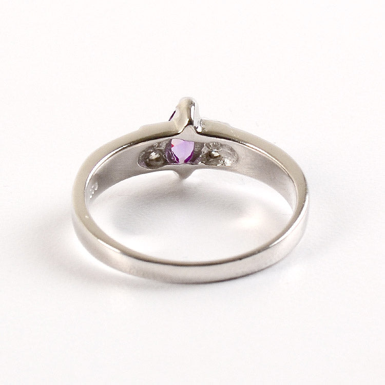 Amethyst, CZ, and Opal Inlay Princess Ring