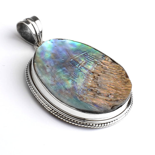 Natural Abalone in Silver Pendant
