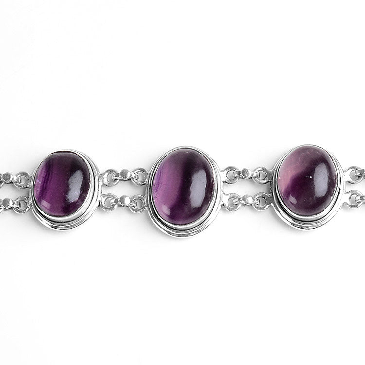 Purple Fluorite Silver Bracelet