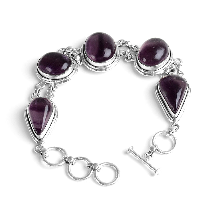 Purple Fluorite Silver Bracelet