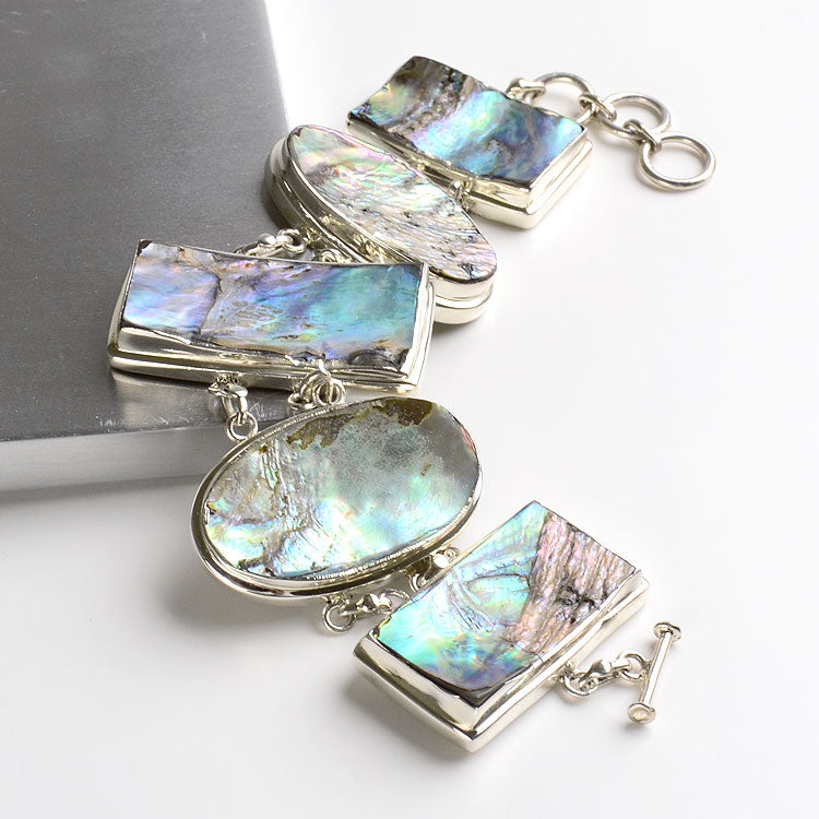 Abalone In Silver Toggle Bracelet