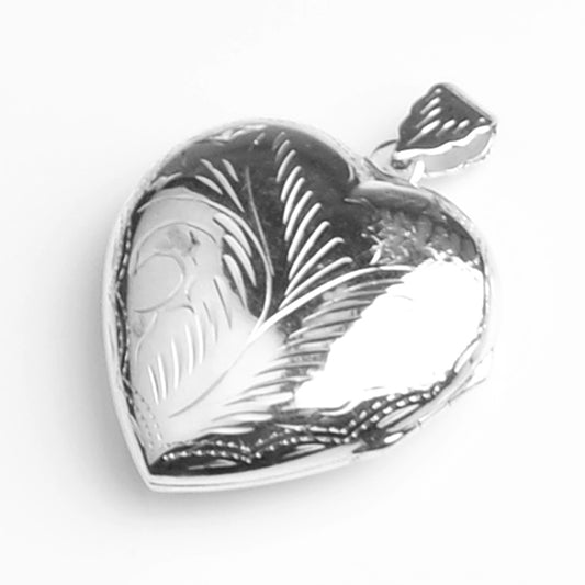 Large Silver Heart Locket Pendant