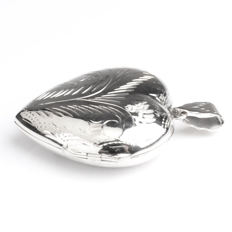 Large Silver Heart Locket Pendant