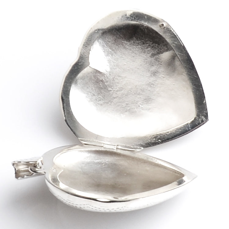 Large Silver Heart Locket Pendant