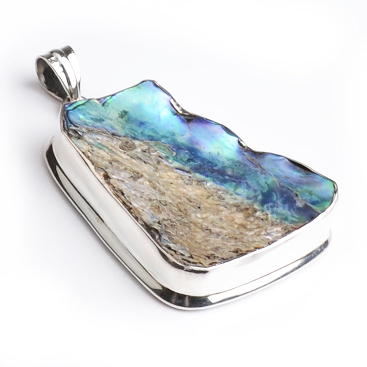 2 1-4" Rare Abalone Silver Pendant