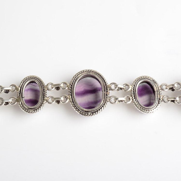 Purple Fluorite Modern Silver Bracelet