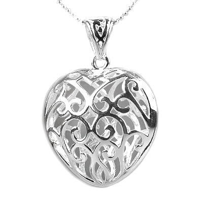 Sterling Silver Filigree Heart Pendant